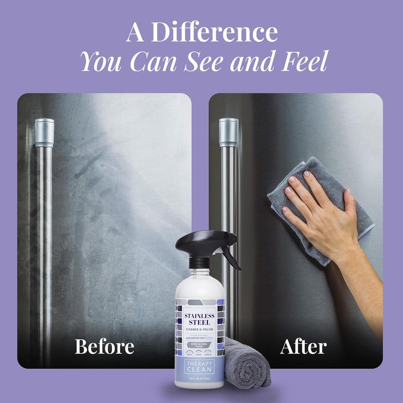 therapy Stainless Steel Cleaner and Polish 100% USDA Biobased, Fingerprint and Residue Remover, Lavender Essential Oil Scent, Sink Cleaner, Grill Spray - Image 5